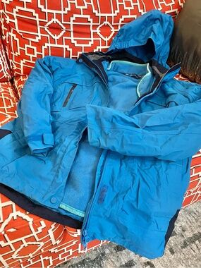 Discovery Bright Blue Kids' Waterproof Hooded 3 in 1 winter coat